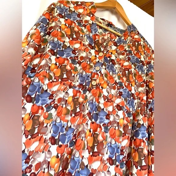 XL Prairie Style‎ Floral Buttons Puff Sleeve Frill Wrist Farm House Hippie Dress - Picture 3 of 7